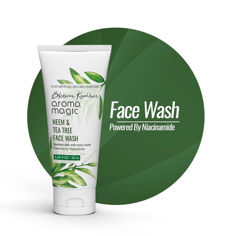 Aroma Magic Neem & Tea Tree Face Wash with Niacinamide | Deep Cleansing & Pore Tightening | Acne & Pimple Control | Facial Cleanser for Supple & Smooth Skin | 3.38 Fl Oz/100ml - Image 3