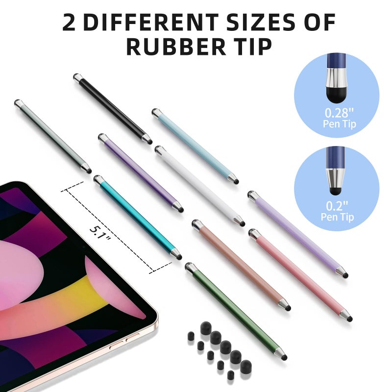 maylofi Stylus Pen for Touchscreen 10Pcs, 2-in-1 High Sensitivity & Precision Stylists pens, Stylus Pen for iPad/iPhone/Samsung/Android Tablets and Universal Capacitive Touch Screen (Colorful) - Image 5