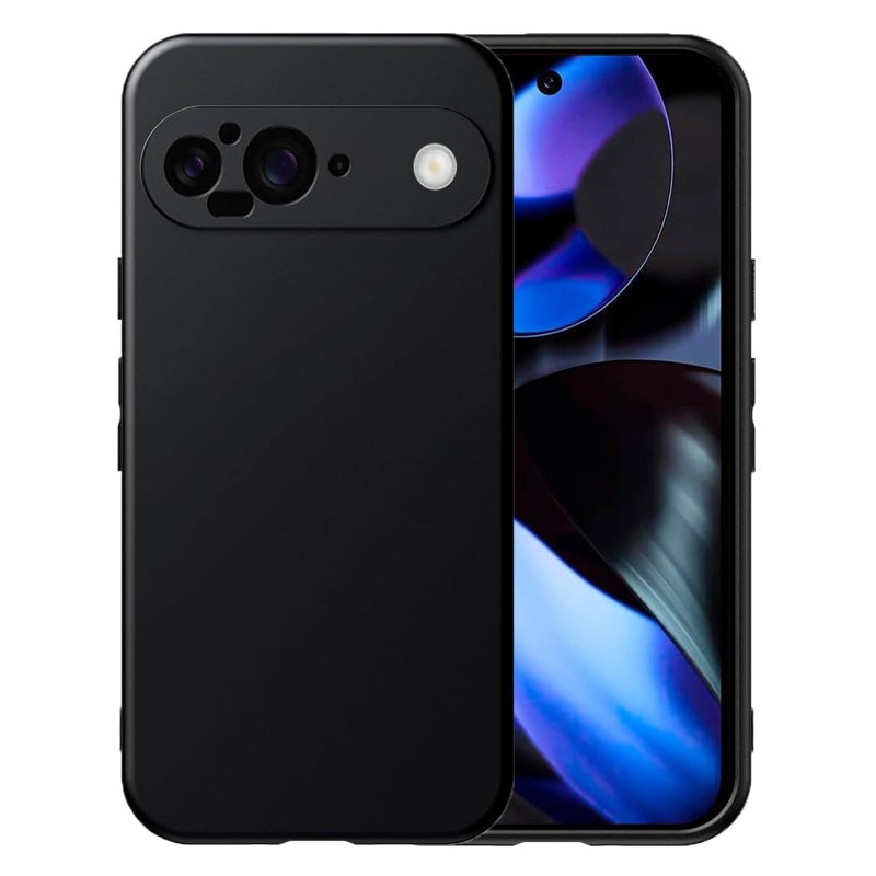 Maykela Silicone Cover Case Cover Compatible with Google Pixel 9 5G Thin with Camera Protection Soft Interior Slim Fit Flexible Phone Case for Google Pixel 9 5GBlack