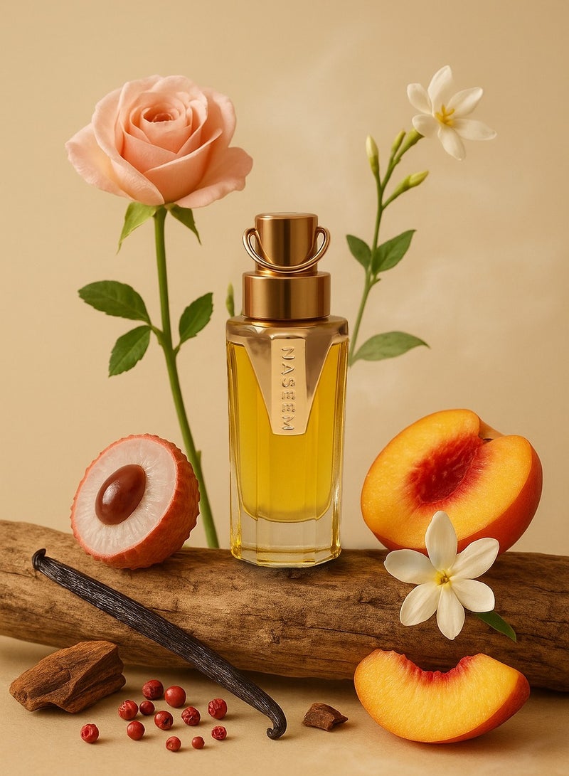 Naseem ELYRA Attar 15 ML Yellow Edition – Exquisite Long-Lasting Oriental Floral Unisex Perfume Oil with Fresh Lemon & Pink Pepper Top Notes | Alcohol-Free Concentrated Fragrance Infused with Peach, Litchi, Rose, Jasmine, Agarwood, Vanilla & White Musk | Elegant Arabian Scent, Sweet Fruity Floral Perfume Oil for Men and Women  - Image 2