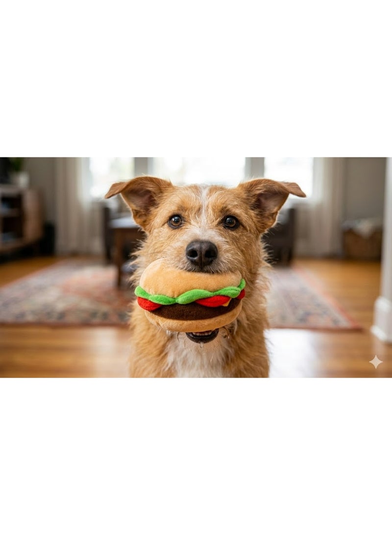 Soft Plush Cheeseburger Toy for Pets, Food-Themed Play Toy - Image 1
