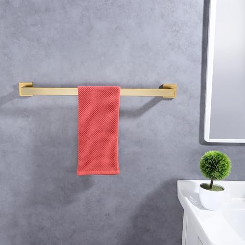 LANC 24-Inche Bath Towel Bar Brushed Gold 60CM Towel Rack Bathroom Towel Hanger Square Shower Towel Rail Towel Rod Contemporary Style Lavatory Towel Holder Wall Mounted,A8804BG-6P1 - Image 4