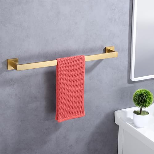 LANC 24-Inche Bath Towel Bar Brushed Gold 60CM Towel Rack Bathroom Towel Hanger Square Shower Towel Rail Towel Rod Contemporary Style Lavatory Towel Holder Wall Mounted,A8804BG-6P1 - Image 3