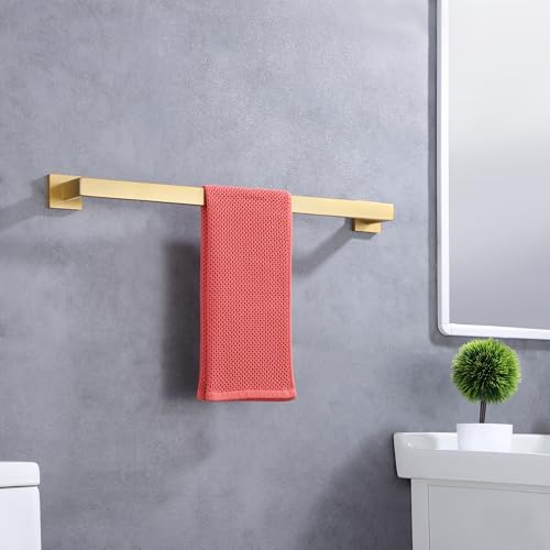 LANC 24-Inche Bath Towel Bar Brushed Gold 60CM Towel Rack Bathroom Towel Hanger Square Shower Towel Rail Towel Rod Contemporary Style Lavatory Towel Holder Wall Mounted,A8804BG-6P1 - Image 5