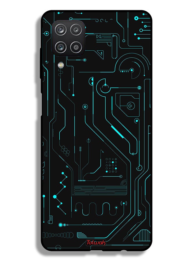 Tolwak Samsung Galaxy A12 Protective Case Cover Digital Art Circuits Minimalism Multiple Display - Image 1