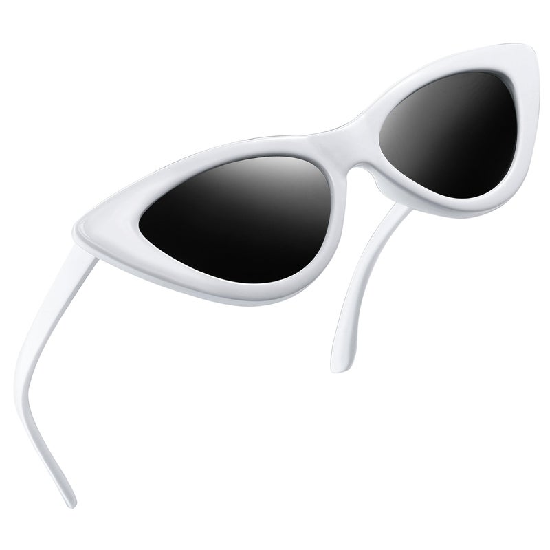 Joopin Polarized Cat Eye Sunglasses for Women, Narrow White Shades for Sensitive Eyes, Retro Trendy Cateye Sun Glasses Dark Lens Sunnies - Image 1