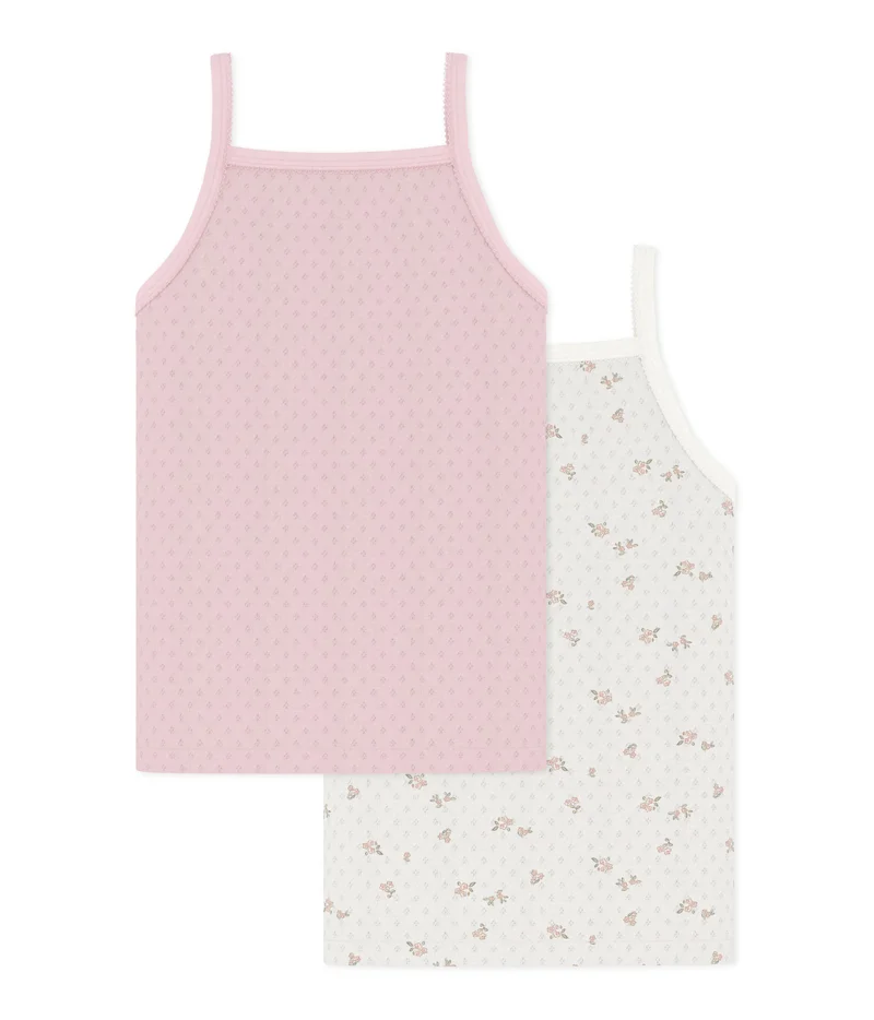 بيتي باتو Pack Of Children's Floral Openwork Cotton Tank Tops
