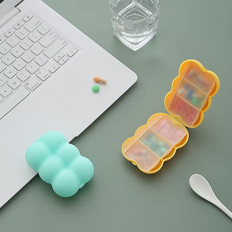 9UP® 6-Grid Cloud Medicine Box | Mini Travel Pill Storage Box | Medicine Storage Organizer | Portable Tablet Case (Pack Of 1) - Image 2