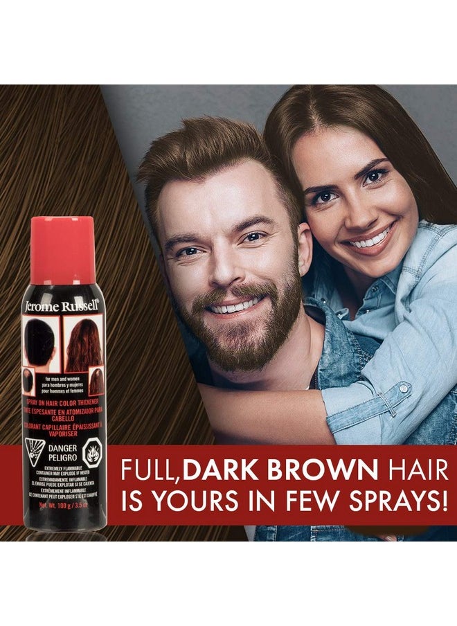 Jerome Russell Jerome Russell Spray-on Color Dark Brown Hair Thickener, for Fine & Thinning Hair, Conceals Bald Spots, Hides Root Re-growth & Cover Hair Extension Tracks, Works for Men & Women, 3.5 oz - 2 Pack  - Image 2