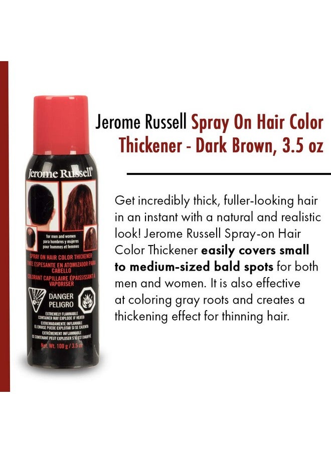Jerome Russell Jerome Russell Spray-on Color Dark Brown Hair Thickener, for Fine & Thinning Hair, Conceals Bald Spots, Hides Root Re-growth & Cover Hair Extension Tracks, Works for Men & Women, 3.5 oz - 2 Pack  - Image 3