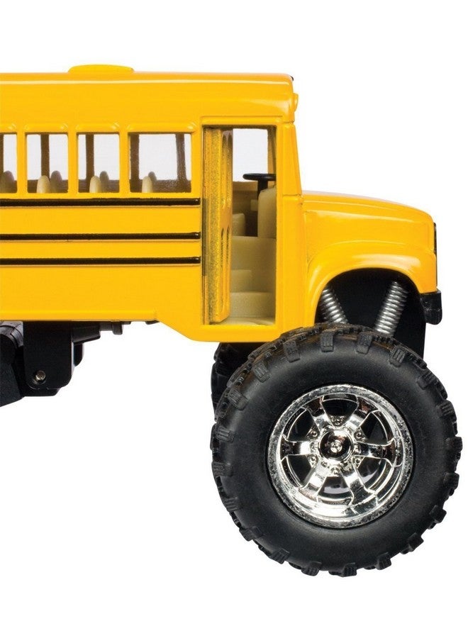 KinsFun حافلة المدرسة الوحشية كينز فن: حافلة مدرسية صفراء مصنوعة من المعدن بحجم 5 بوصات مع عجلات وحشية! - Image 4