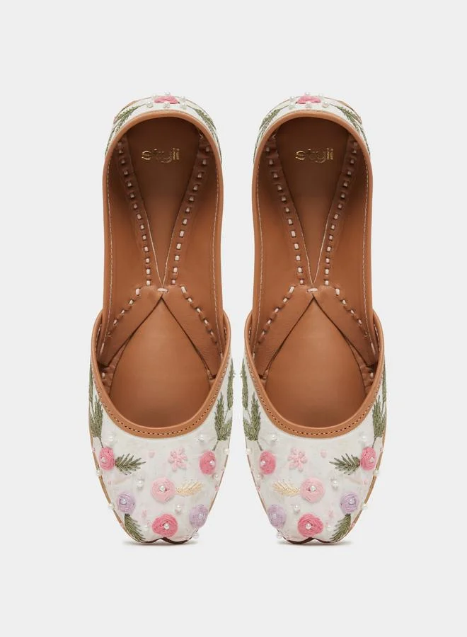 Styli  Beige Embellished Juttis for Women | Best Price UAE