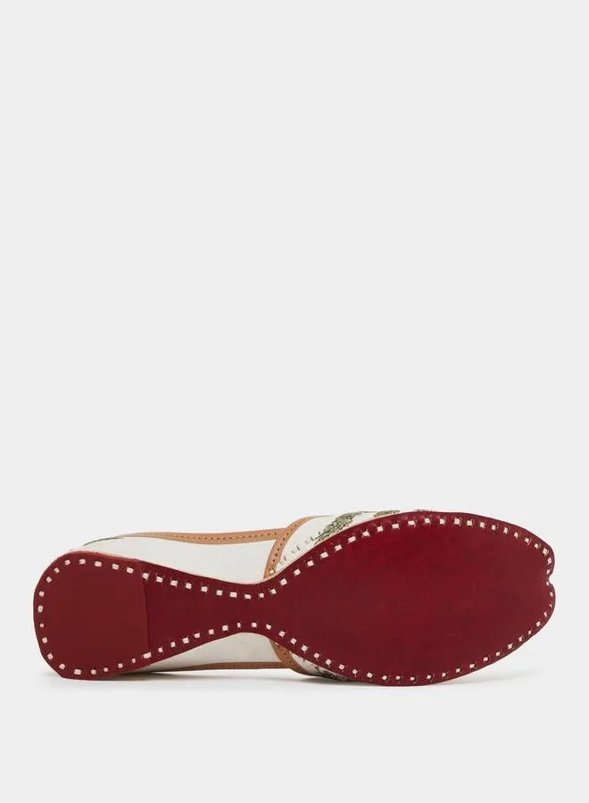 Styli  Beige Embellished Juttis for Women | Best Price UAE