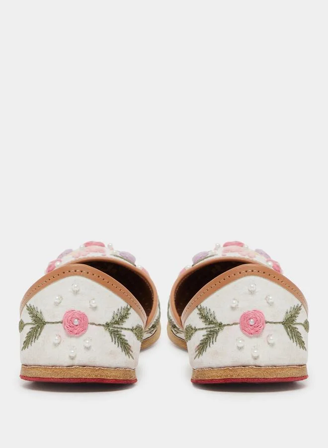 Styli  Beige Embellished Juttis for Women | Best Price UAE