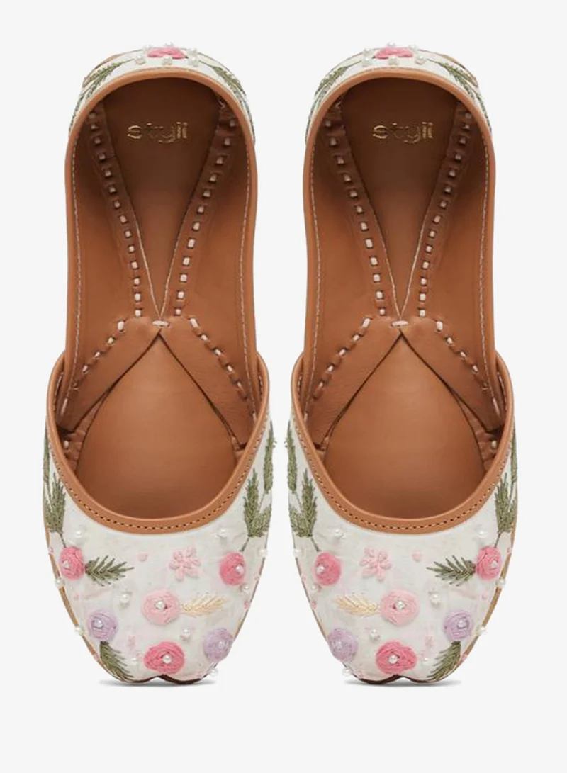 Styli Beige Embellished Juttis