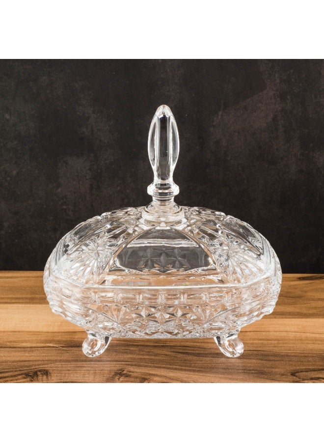 Green Apple Glass Container with Lid and Legs – Elegant and Functional for Storage and Serving - Image 1