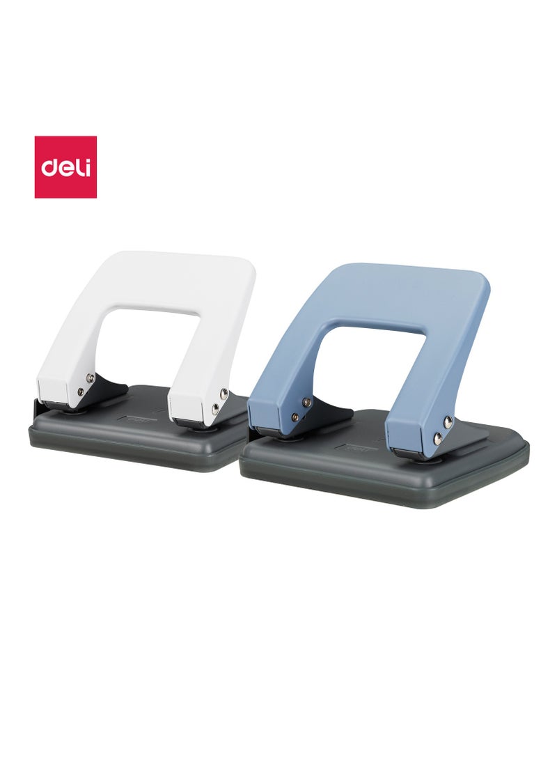 Deli E0102 Punch - 20 Sheets, 80mm, 桅6mm, White/Blue - Image 1