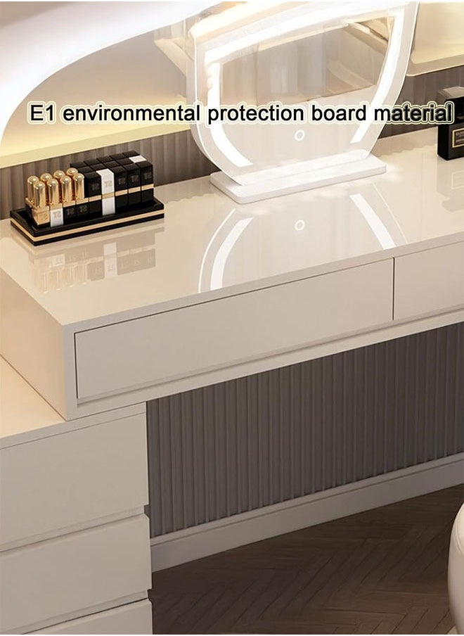 LEDIN Makeup Vanity Desk, Dressing Table with 5 Drawers, Dressing Table Set with Mirror, Storage Cabinets for Girls Dressing Table Bedroom Furniture(Off-White(100-130) x40x73)  - Image 5