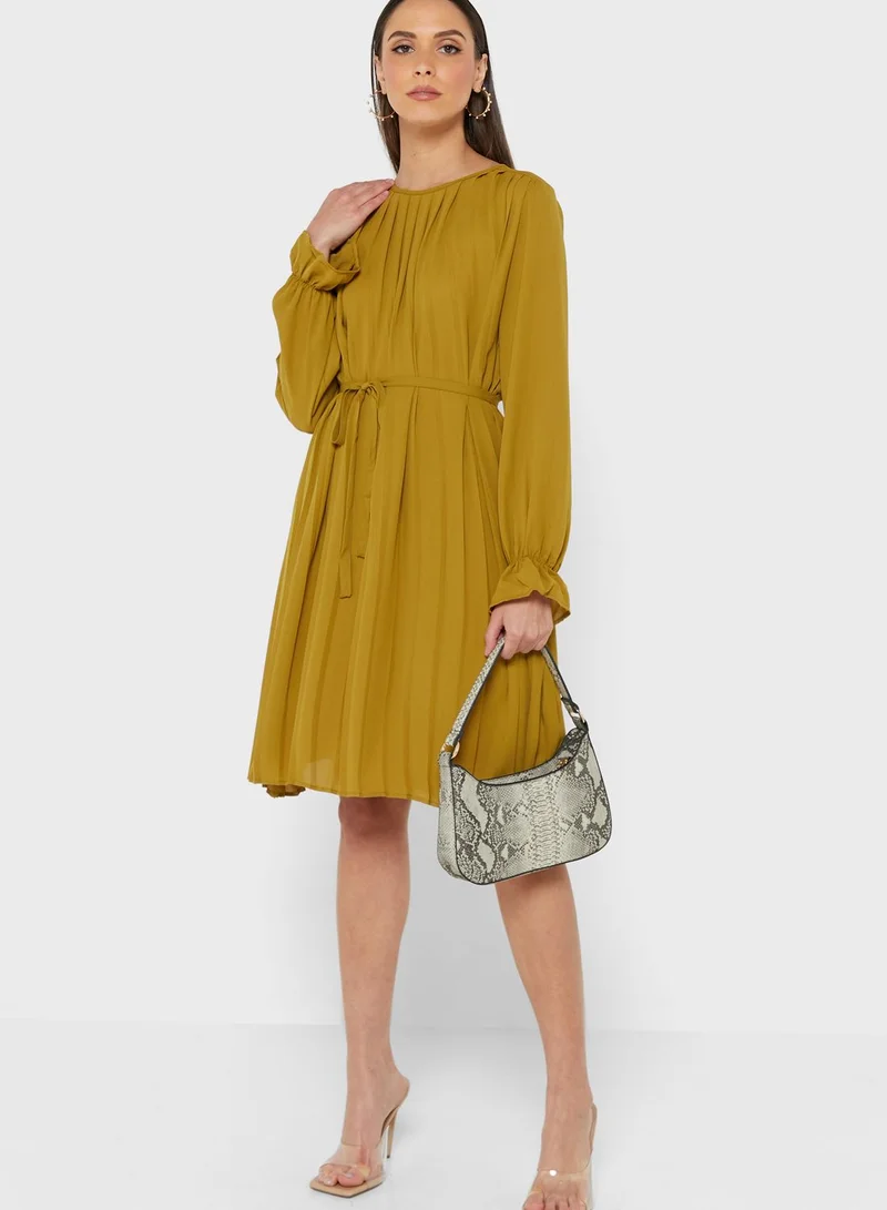 Jacqueline de Yong Balloon Sleeve Pleated Dress