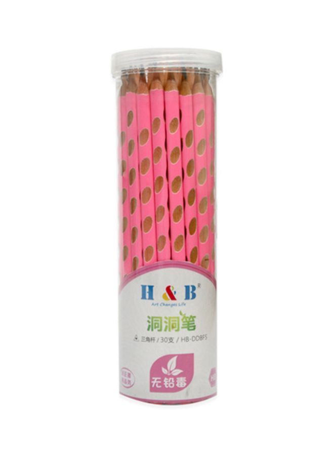 NIBEMINENT 30-Piece Wooden Pencils Pink/Brown