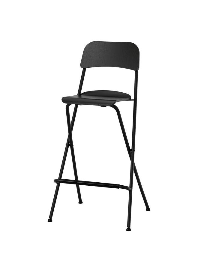 erorex - Bar stool with backrest, foldable, black/black, 74 cm - Image 1