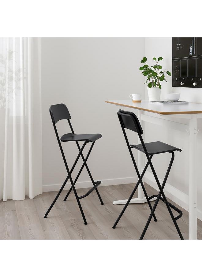 erorex - Bar stool with backrest, foldable, black/black, 74 cm - Image 1