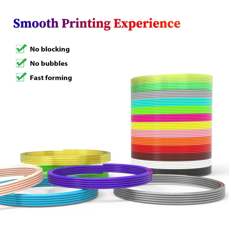 3Dgenius 22 Colors 3D Pen Filament 1.75mm PLA, Each Color 10 Feet, Total 220 Feet 3D Pen Filament Refills 3D Printing Pen Refills with High-Precision Diameter Not Compatible with 3Doodler Pen - Image 4
