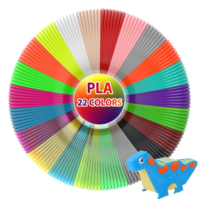 3Dgenius 22 Colors 3D Pen Filament 1.75mm PLA, Each Color 10 Feet, Total 220 Feet 3D Pen Filament Refills 3D Printing Pen Refills with High-Precision Diameter Not Compatible with 3Doodler Pen - Image 1