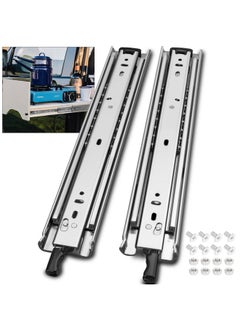 HLC HLC Heavy Duty Locking Drawer Slides 34 Inch 1 Pair Full Extension Drawer Slides with Lock 250 lb Load Capacity 3-Fold Full Extension Side Mount Ball Bearing Industrial Locking Rail 34" Silver  - Image 1