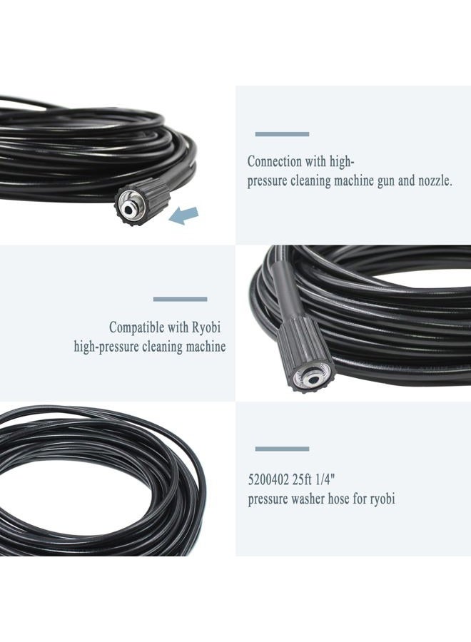GQNDGN 1 Pcak Pressure Washer Hose 1/4 Inch X 25' for Pressure Washer Replacement Hose 196006GS (black 8 meters long） - Image 2