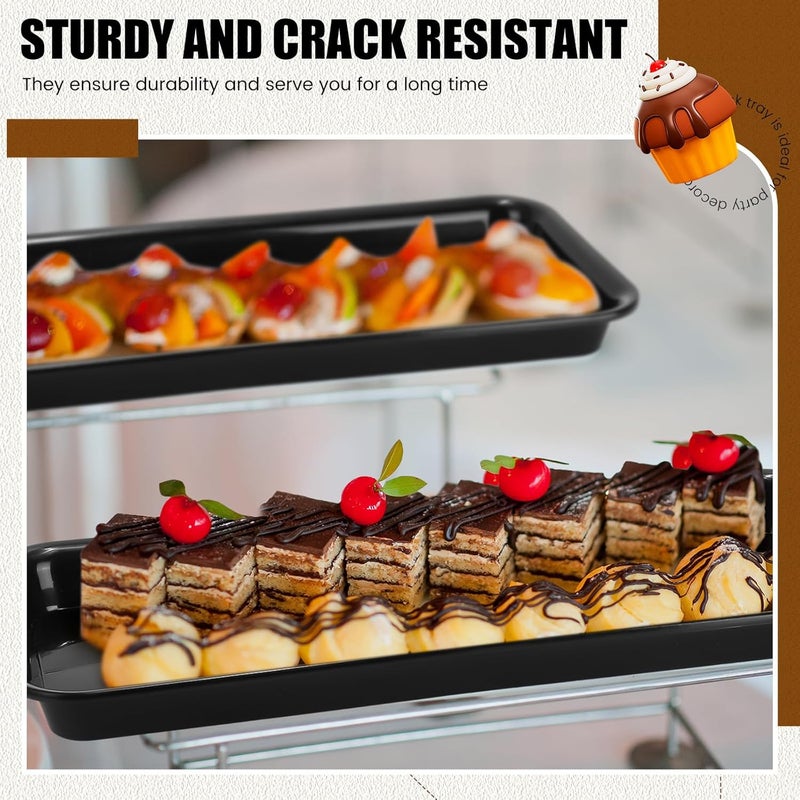 Ziliny 20 Pcs Serving Platters 14 x 6 Inch Rectangle Serving Trays Reusable Food Tray Dishes Dessert Trays Plastic Plates for Wedding Home Table Thanksgiving Christmas Party(Black) - Image 5