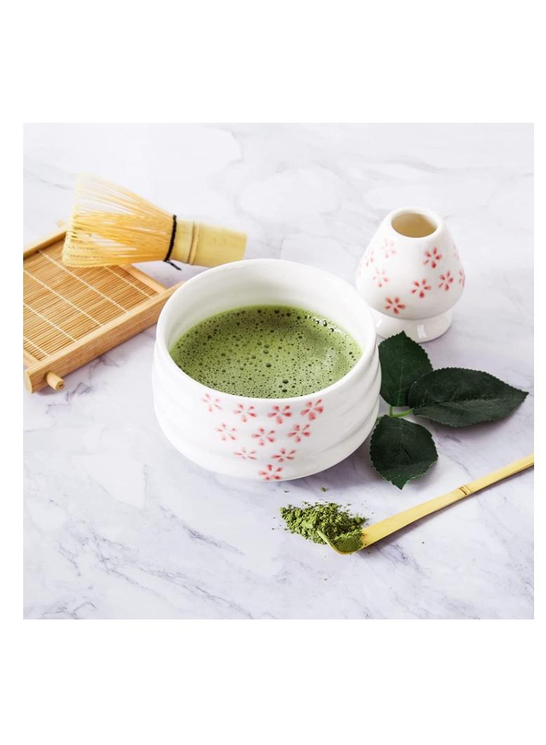 Bluejw مجموعة خفاقة الماتشا المكونة من 4 قطع من أرابيست، مجموعة خفاقة ووعاء الماتشا، مجموعة أدوات الماتشا اليابانية، خفاقة الماتشا المنزلية مع مغرفة تقليدية ووعاء سيراميك، مجموعة مثالية لتحضير الماتشا التقليدي - Image 5