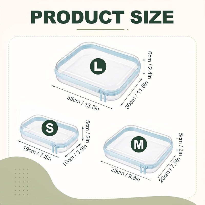 Bribay 6 Pack Clear Hard Shell Zipper Cases,Cosmetic Bag Transparent Travel Organizer Pouches for Makeup Toiletries Electronics Pencil Storage Toy Organizers Diaper Bag & Home Use(Blue:2L+2M+2S) - Image 5