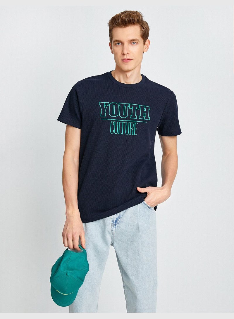 KOTON College Embroidered T-Shirt - Image 1