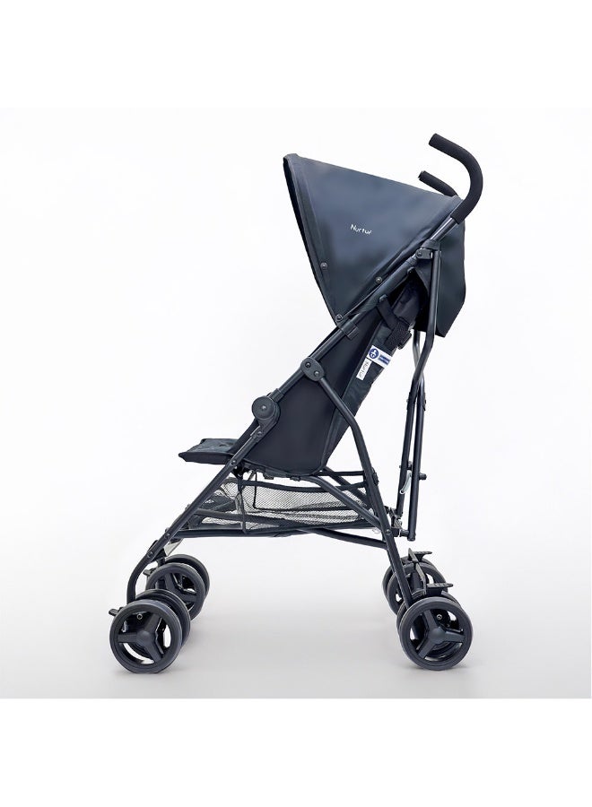 Nurtur Leo Travel Lightweight Stroller Pro – Compact Fold, Adjustable and removable Sun Canopy, Portable Buggy for Toddlers 6-36 Months, Easy Fold, Shopping Basket, 5 point Harness, Padded seat & Backrest, Swivel front wheels with lock  - Black - Image 2