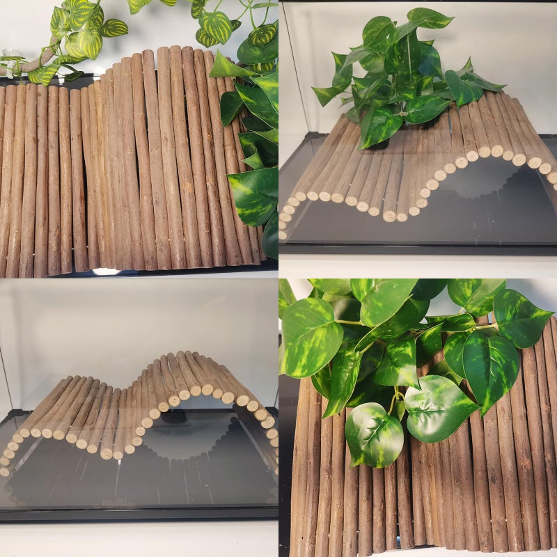 AGGQQA Reptile Hide Bearded Dragon Tank Accessories Large Climbing Wooden Bridge Hideout Tortoise Basking Platform Ramp Decor for Snake Lizard Ball Python Tortoise Leopard Gecko - Image 5