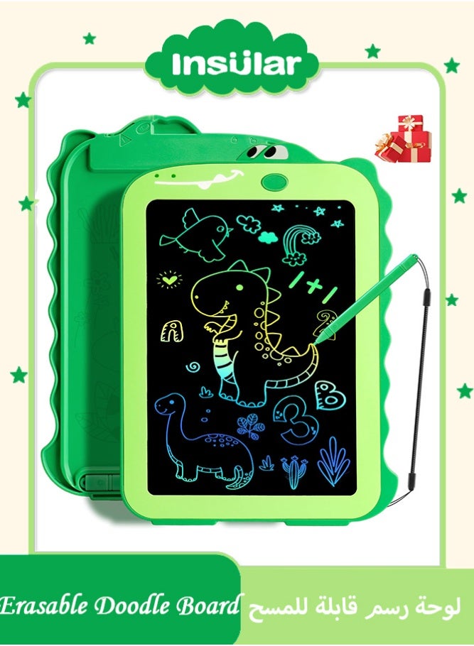 insular LCD Writing Tablet, 8.5 Inch Kids Drawing Board with Colorful Screen, Green Dinosaur Design, One-Key Erase & Lock Screen, Reusable Electronic Doodle Pad, Educational Toys, Interactive Learning Tool, Playful Design (Green Dinosaur) - Image 1