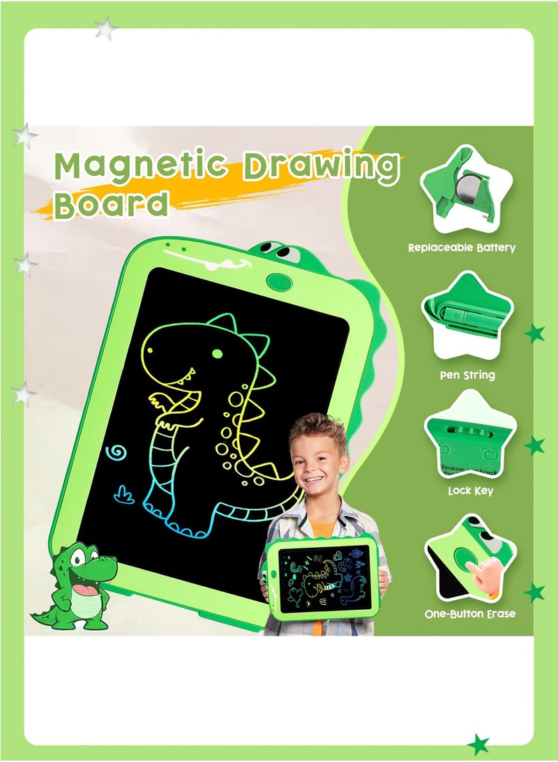 insular LCD Writing Tablet, 8.5 Inch Kids Drawing Board with Colorful Screen, Green Dinosaur Design, One-Key Erase & Lock Screen, Reusable Electronic Doodle Pad, Educational Toys, Interactive Learning Tool, Playful Design (Green Dinosaur) - Image 4