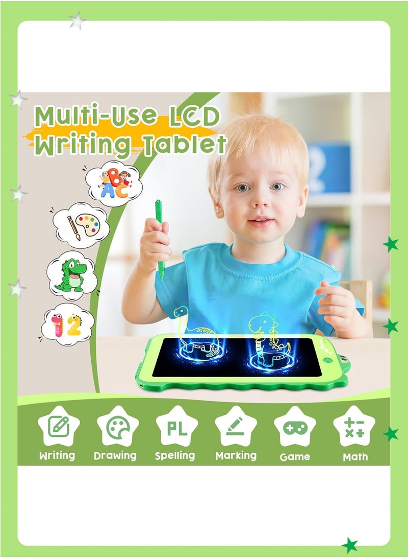 insular LCD Writing Tablet, 8.5 Inch Kids Drawing Board with Colorful Screen, Green Dinosaur Design, One-Key Erase & Lock Screen, Reusable Electronic Doodle Pad, Educational Toys, Interactive Learning Tool, Playful Design (Green Dinosaur) - Image 2