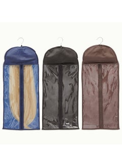 3Pack Hair Extension Holder And Hanger 25.5Inch Wig Storage Bag For Travel Fits Hair Extensions Up To 24 Inches Long With Soft Slipresistant Locking Hangar Grip (3 Colors)