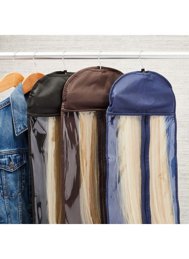 Glamlily - 3Pack Hair Extension Holder And Hanger 25.5Inch Wig Storage Bag For Travel Fits Hair Extensions Up To 24 Inches Long With Soft Slipresistant Locking Hangar Grip (3 Colors) - Image 1