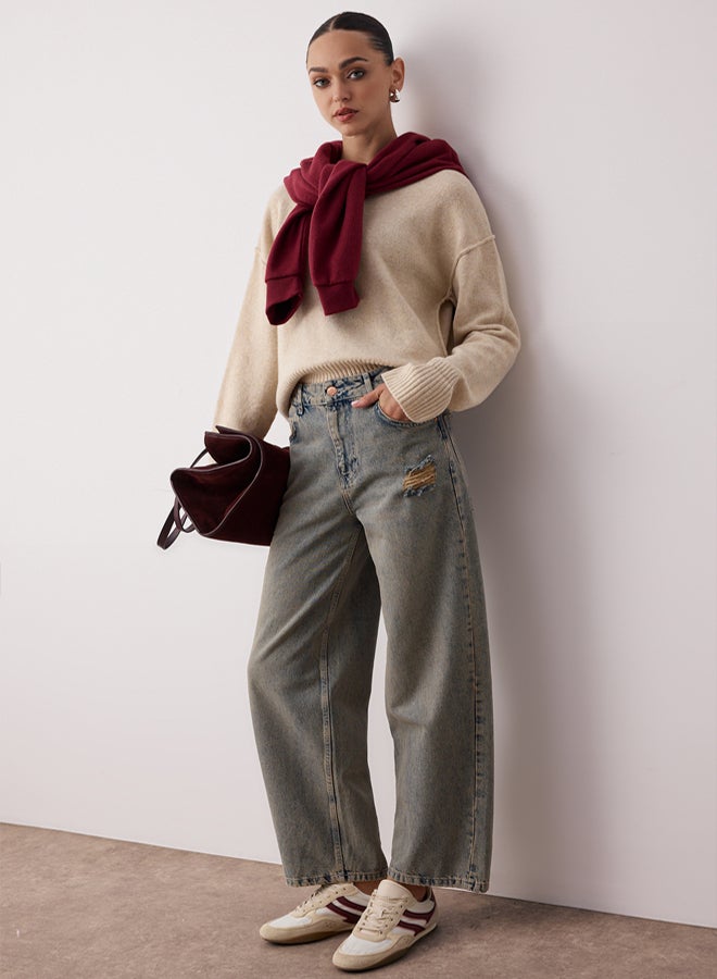 trendyol Blue Pale Effect Vintage Low Waist Wide Leg - Image 1