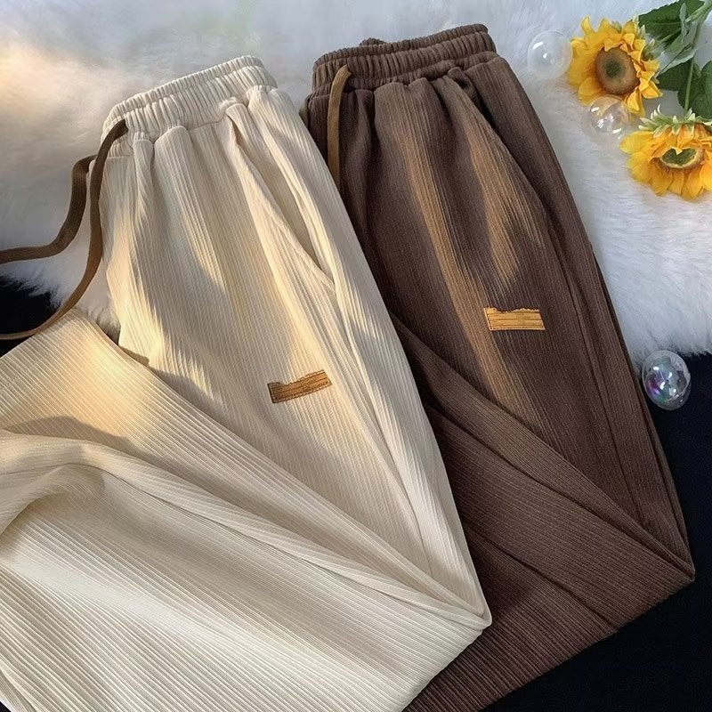 2023 Ice Silk Pants Men And Women Students Loose Straight Wide Leg Korean Fashion Brand All-Match Casual Trousers - Image 3