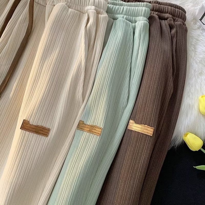 2023 Ice Silk Pants Men And Women Students Loose Straight Wide Leg Korean Fashion Brand All-Match Casual Trousers - Image 2
