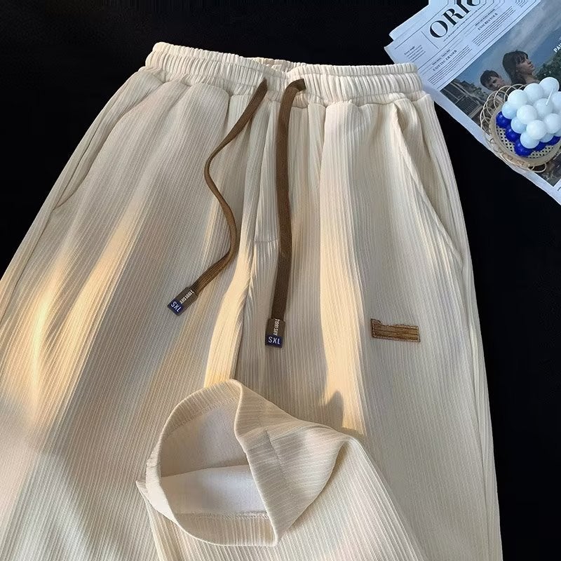 2023 Ice Silk Pants Men And Women Students Loose Straight Wide Leg Korean Fashion Brand All-Match Casual Trousers - Image 4