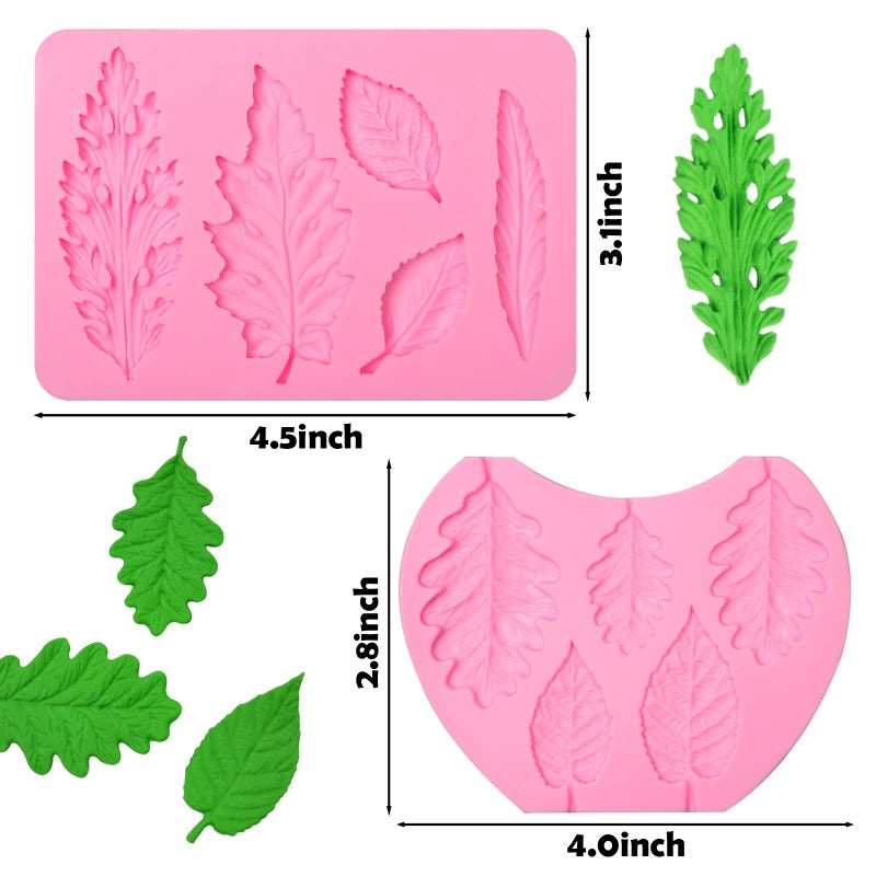 Xcake Lcook Blackberry Leaf Silicone Chocolate Molds  Fern Oak Fondant Leaf Mold  for Birthday Cake Decoration  Baby Shower  Wedding Cupcake Topper Candy Polymer Clay  2 Pcs - Image 2