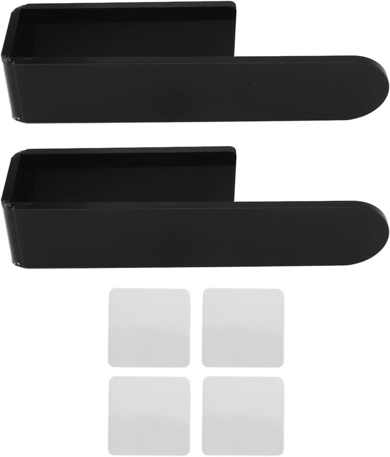 حامل رفائص المناديل من GLOGLOW، مصنوع من الأكريليك، بتصميم على شكل حرف U، أبعاده 7.9×1.8×1.8 بوصة، يوفر مساحة تخزين مثالية للحمام أو المطبخ، مجموعة تحتوي على 2 قطعة، ملصقة ذاتيًا (لون أسود). - Image 1