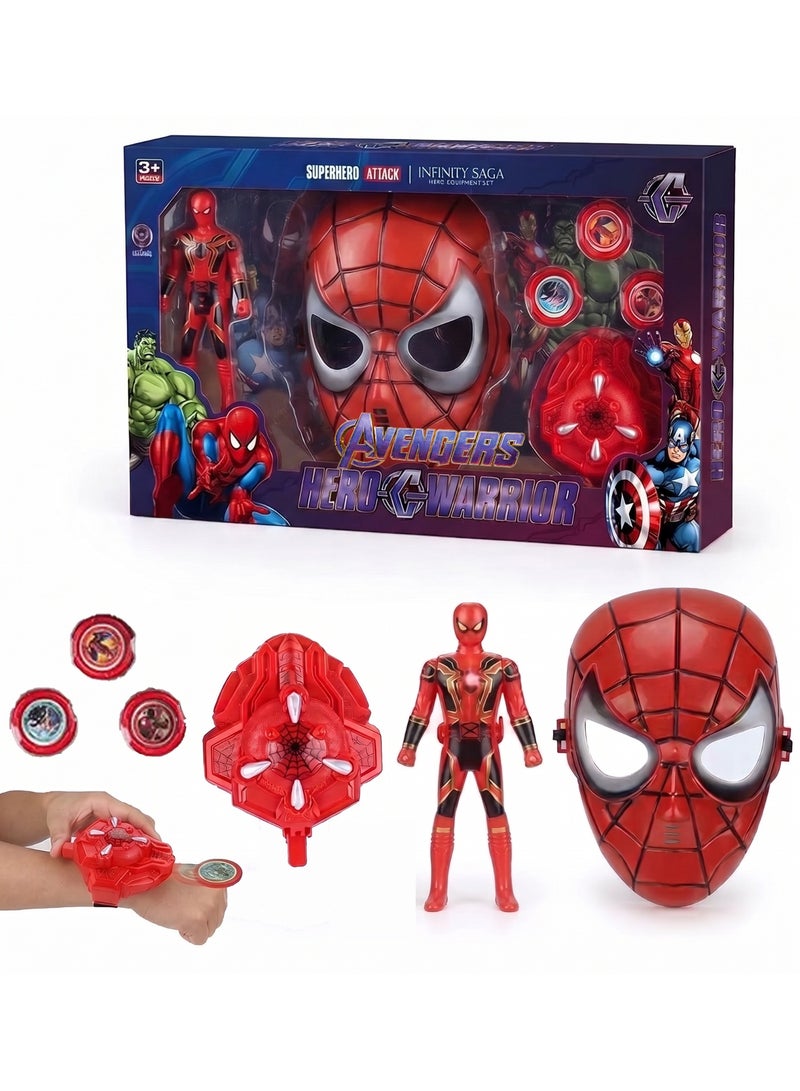 AVENGERS Superhero Spider-Man Action Figure and Mask Set – 15cm Articulated Hero Warrior with Interactive Firing Gauntlet Shield & 3 Launcher Discs – Avengers Infinity Saga Role Play Kit for Boys & Girls – Best Birthday & Eid Gift for Kids Ages 3+ - Image 1