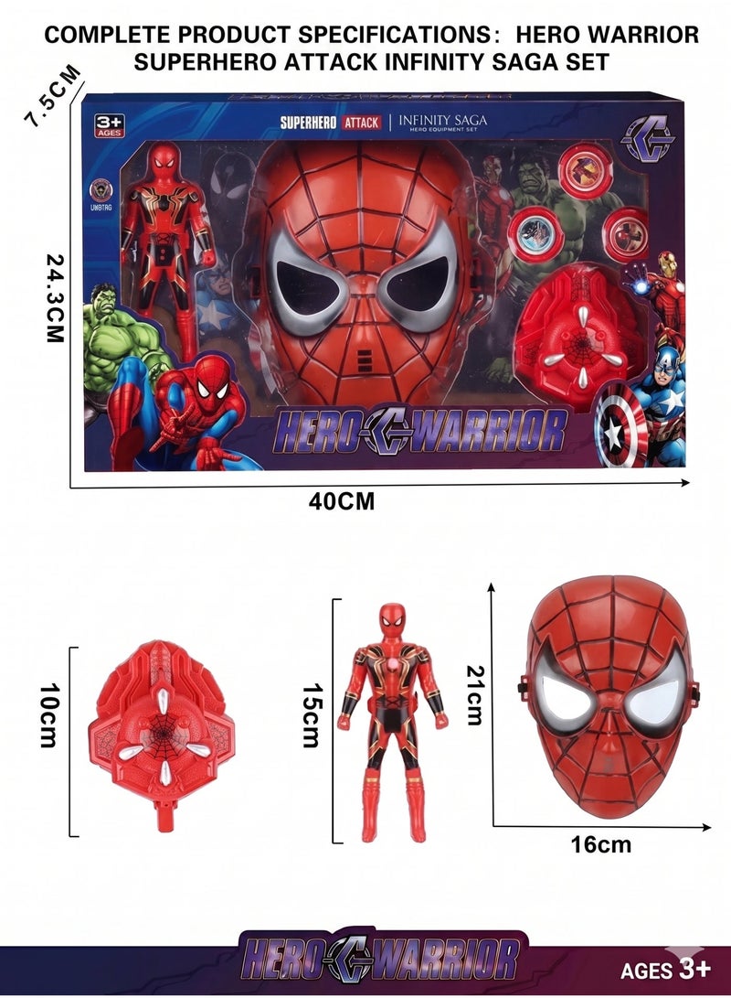 AVENGERS Superhero Spider-Man Action Figure and Mask Set – 15cm Articulated Hero Warrior with Interactive Firing Gauntlet Shield & 3 Launcher Discs – Avengers Infinity Saga Role Play Kit for Boys & Girls – Best Birthday & Eid Gift for Kids Ages 3+ - Image 3