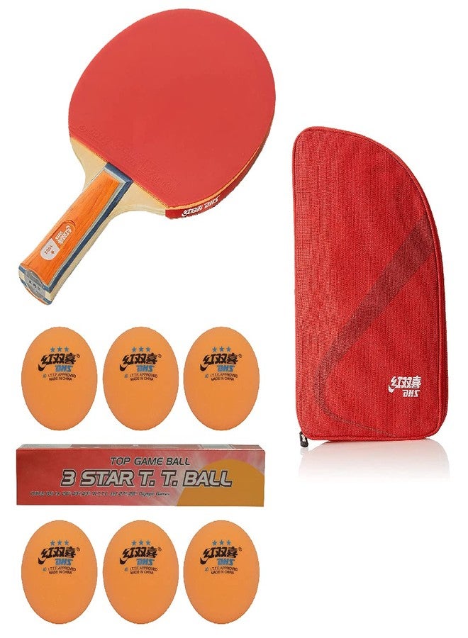 DHS TT BAT A1003 DHS WITH TT BALL DHS 40MM 3 STAR ORANGE (6 Pcs Box) AND TT BAT COVER RC103 DHS RED - Image 2